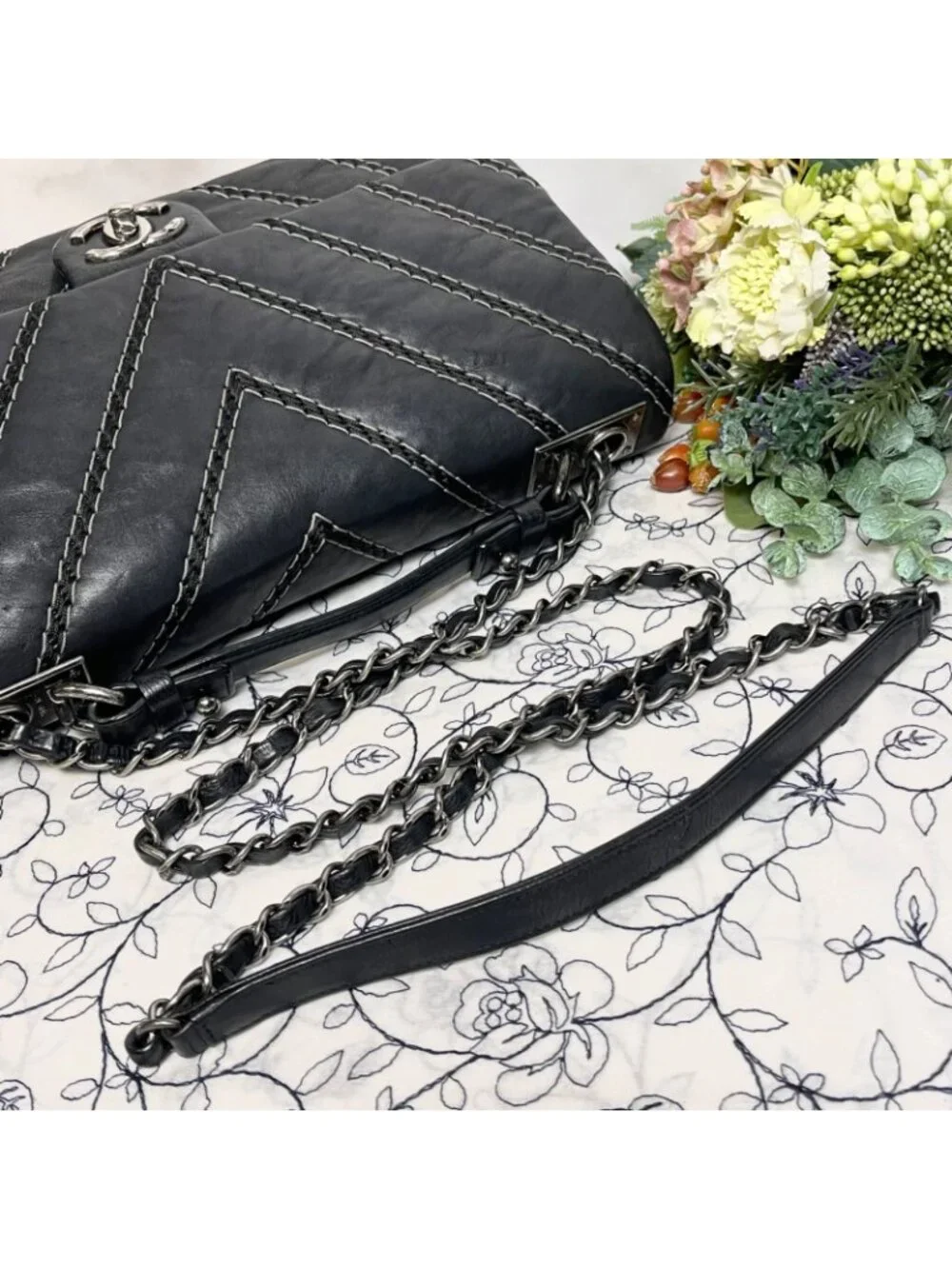 Chanel Double Flap 2-Way Chevron Bag